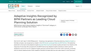 Adaptive Insights Recognized by BPM Partners as Leading Cloud ...