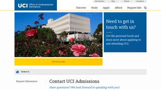 Contact UCI Admissions | UCI | Irvine, CA | UCI Admissions