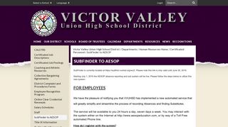 SubFinder to AESOP - Victor Valley Union High School District