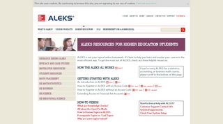 ALEKS Resources for Higher Education Students