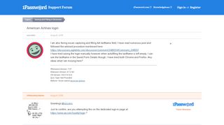 American Airlines login — 1Password Forum