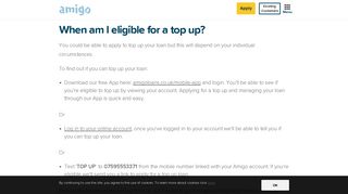 When am I Eligible for a Top Up? - Amigo Loans