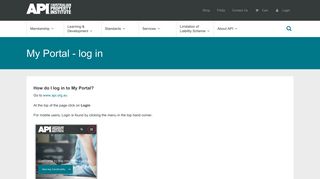 My Portal - log in - API