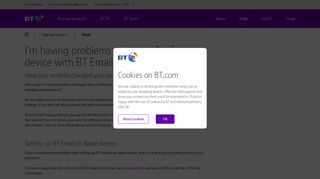 I'm having problems using my Apple device with BT Email | BT help