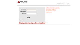 APU CASHNet Payment Site - CASHNET payment portal