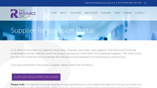 Supplier Registration Portal - The Resource Group