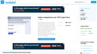 Visit Dealer.autopartners.net - VSP Logon Form.
