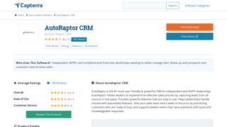 AutoRaptor CRM Reviews and Pricing - 2019 - Capterra