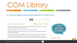 I need help logging to Aztec Learning website for my GED course ...