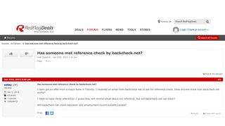 Has someone met reference check by backcheck.net? - RedFlagDeals ...