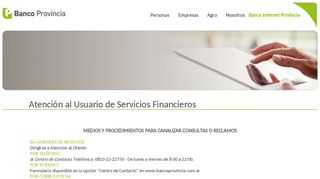 Atención al Usuario de Servicios Financieros - Banco de la Provincia ...
