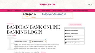 BANDHAN BANK ONLINE BANKING LOGIN - Finissue
