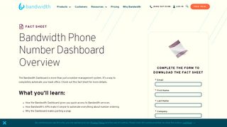 Bandwidth Phone Number Dashboard Overview - Bandwidth