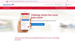 Securely Order Checks through Mobile Banking or ... - Bank of America