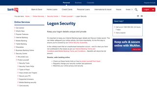 Logon Credentials, security centre | BankSA