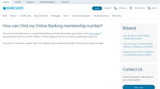 How can I find my Online Banking membership number? | Barclays