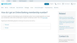 How do I get an Online Banking membership number? | Barclays