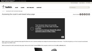 Belkin Official Support - Accessing the router's web-based setup page