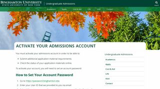 Activate Your Admissions Account - Binghamton University