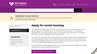 Apply for social housing | Birmingham City Council