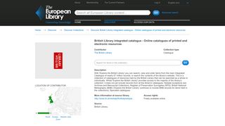 British Library integrated catalogue - Online catalogues of printed and ...