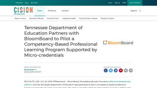 Tennessee Department of Education Partners with BloomBoard to ...