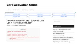 Bluebird Card Login/ Bluebird Card Activation/www.bluebird.com