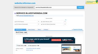service.bluestarindia.com at WI. ServIT Portal - Login - Website Informer