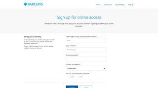 Sign up for online access - Verify identity - Aviator Mastercard