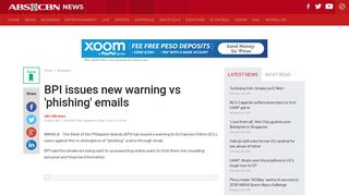 BPI issues new warning vs 'phishing' emails | ABS-CBN News