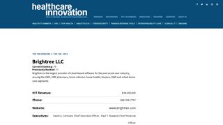 Brightree LLC | Healthcare Informatics 100