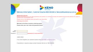 Keno Online Stationery Ordering