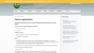 Online registrations - CORPORATE AFFAIRS COMMISSION