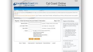 Register - Cal Coast Online - California Coast Credit Union