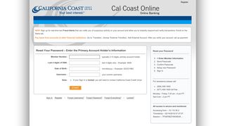 Password - Cal Coast Online - California Coast Credit Union
