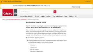 The City of Calgary - Assessment Search tools