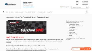 CarCareOne | Auto Service Credit Card - Balise Subaru