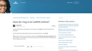 How do I log in to CaRMS Online? – Canadian Resident Matching ...