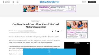 Carolinas HealthCare offers 'Virtual Visit' and MyCarolinas portal ...