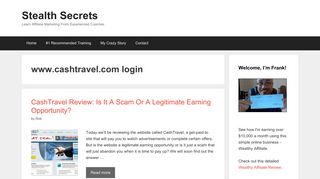 www.cashtravel.com login | | Stealth Secrets