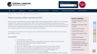 How to access online courses via D2L | Central Carolina Technical ...