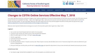 Changes to CDTFA Online Services Begin May 7, 2018