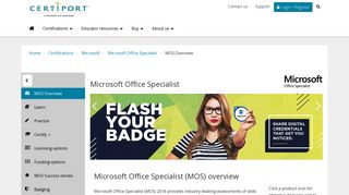 MOS - Microsoft Office Specialist :: Certiport