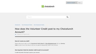 How does the Volunteer Credit post to my Choicelunch Account ...
