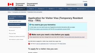 Application for Visitor Visa (Temporary Resident Visa - TRV) - Cic