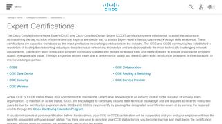 Expert Certifications - Cisco