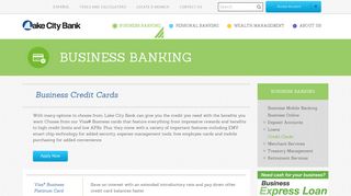Business Credit Cards | Business Banking | Lake City Bank