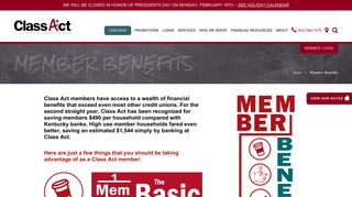 Member Benefits - Class Act Federal Credit Union