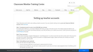 Setting up teacher accounts - Classroom Monitor Training Centre