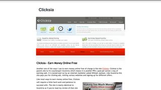 Clicksia - Earn Money Online Free - Working at Home on The Internet
